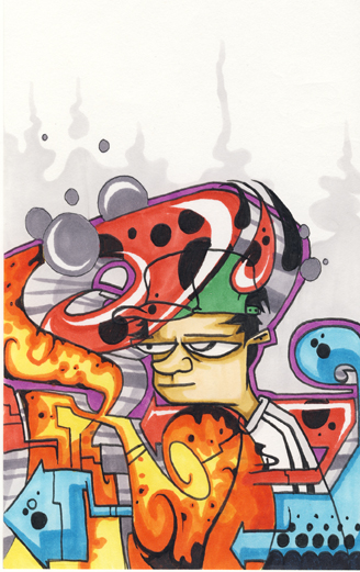 personnage feerie pollution bande dessinee graffiti