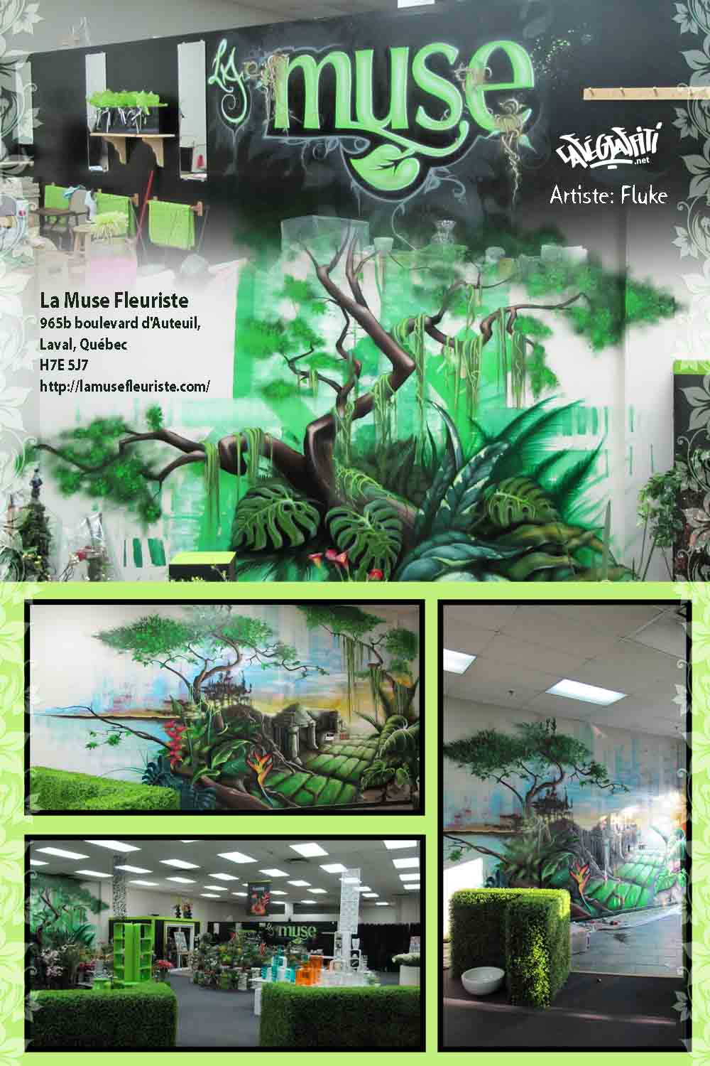 Affiche graffiti fleuriste La Muse