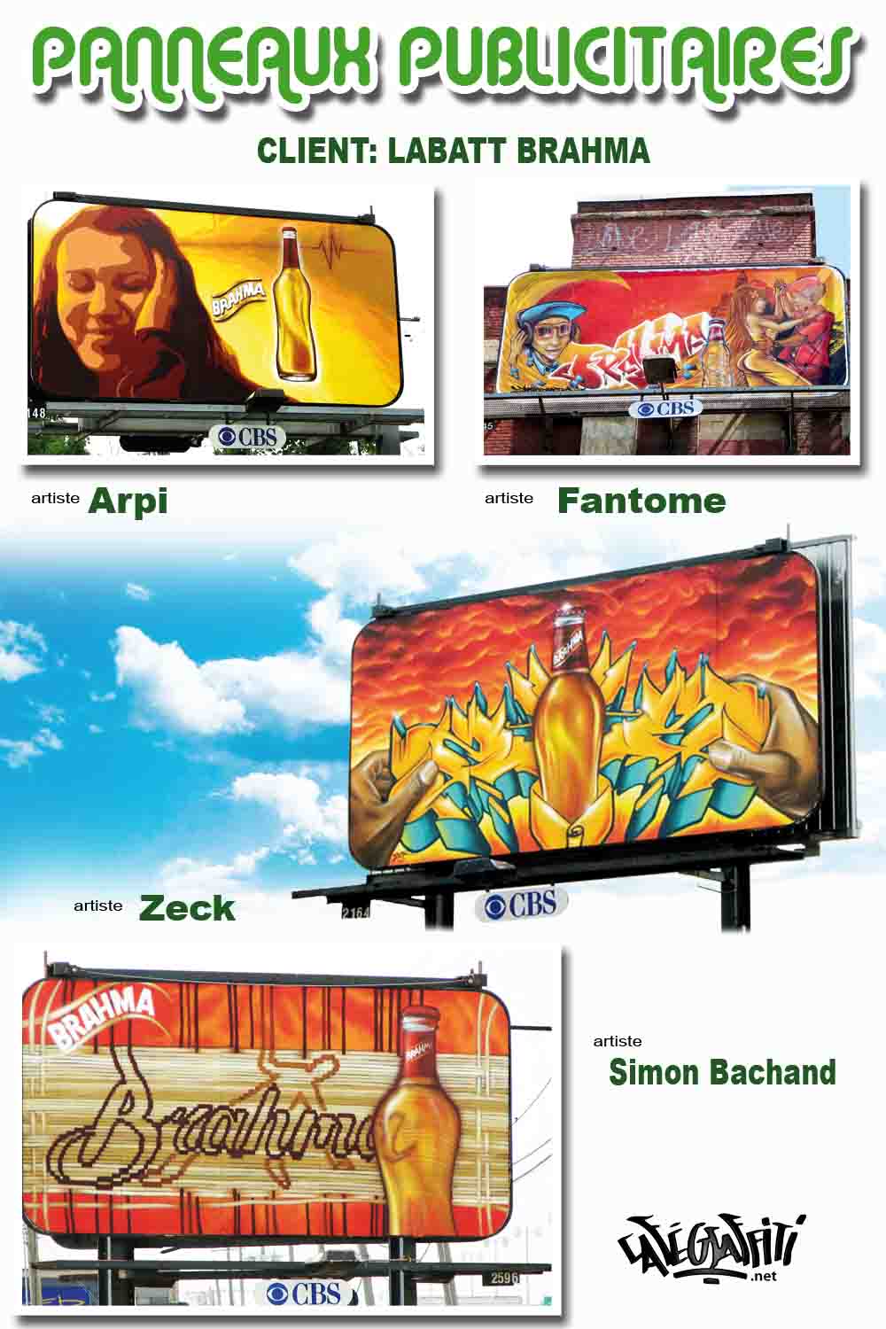 Affiche Panneaux publicitaires graffiti CBS Labatt Brahma