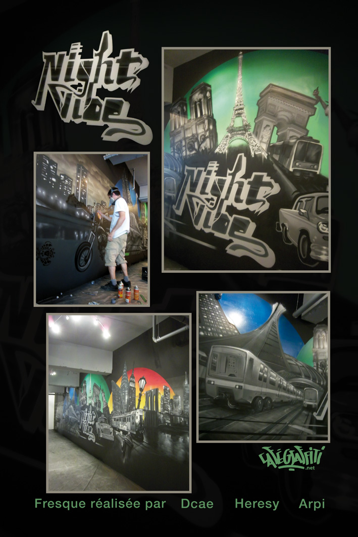 murale night vibe muraliste graffiti magasin hip hop vetement